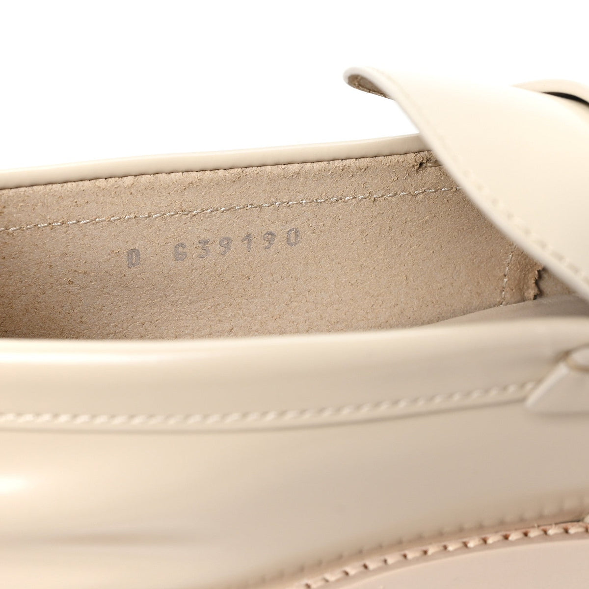Shiny Calfskin Logo Loafers 40 Light Beige