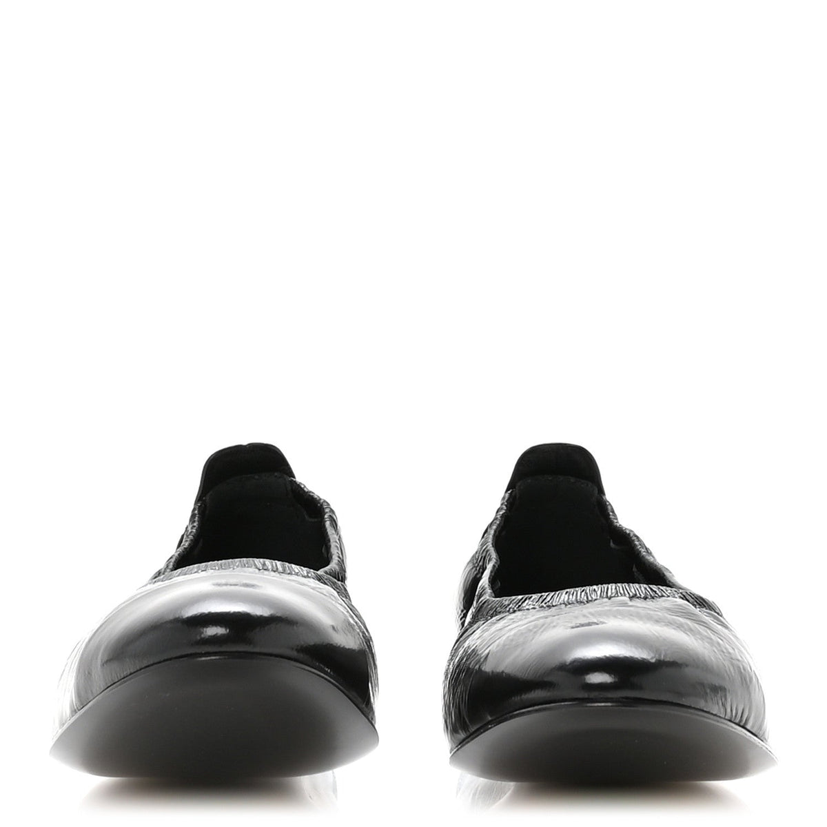 Lambskin Shiny Goatskin Calfskin Ballerina Flats 39.5 Black