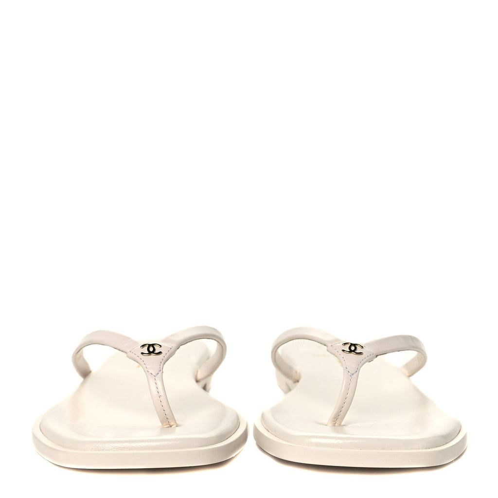 Goatskin CC Times Square Thong Sandals 42 White