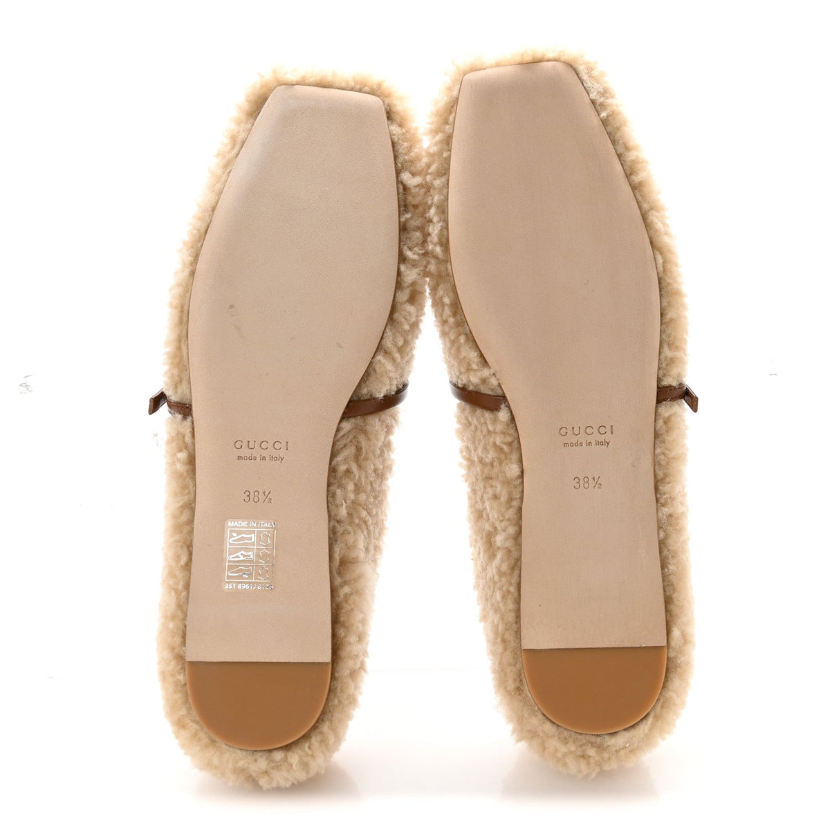 Shearling Horsebit Ballet Flats 38.5 Beige