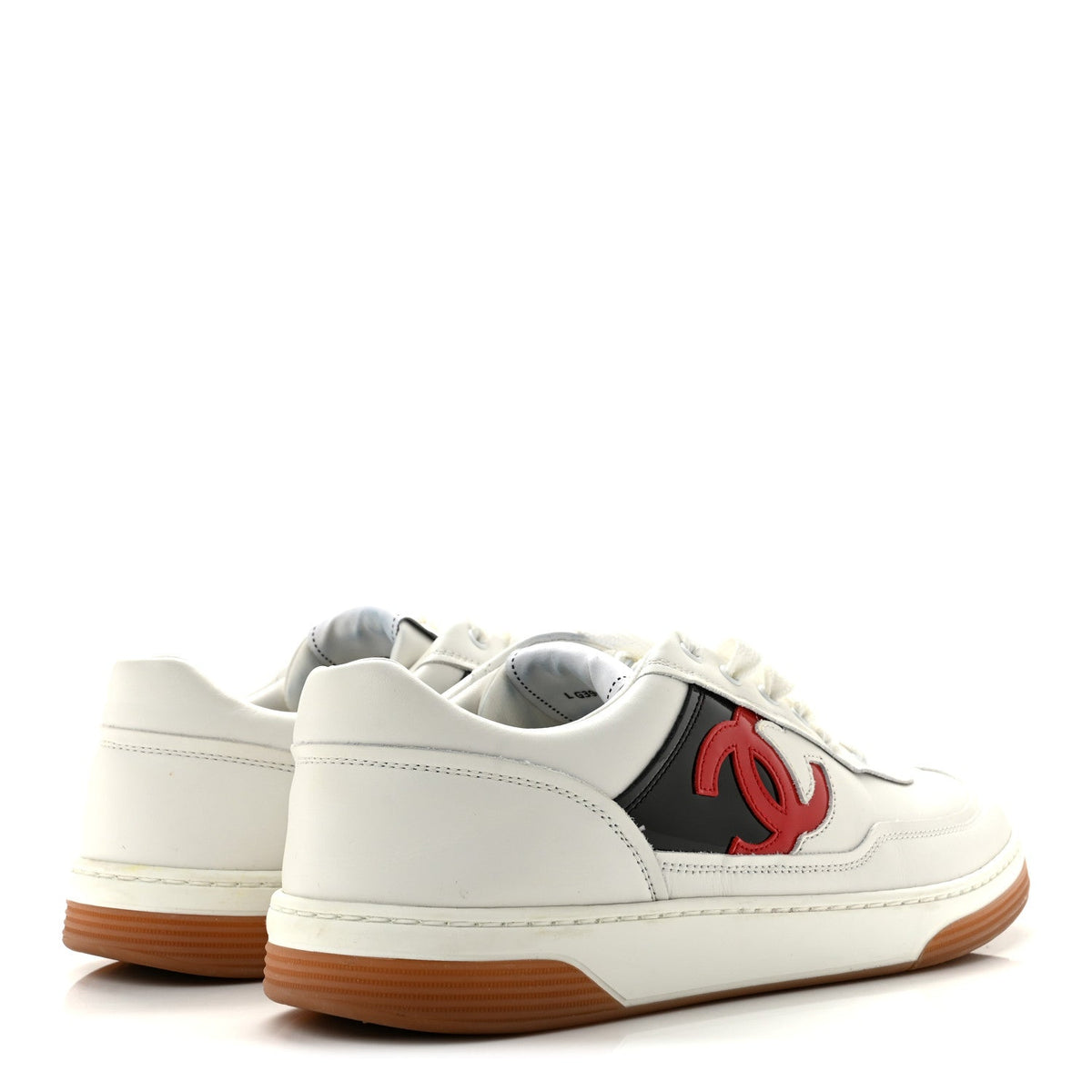 Calfskin Patent Womens CC Sneakers 40.5 White Black Red