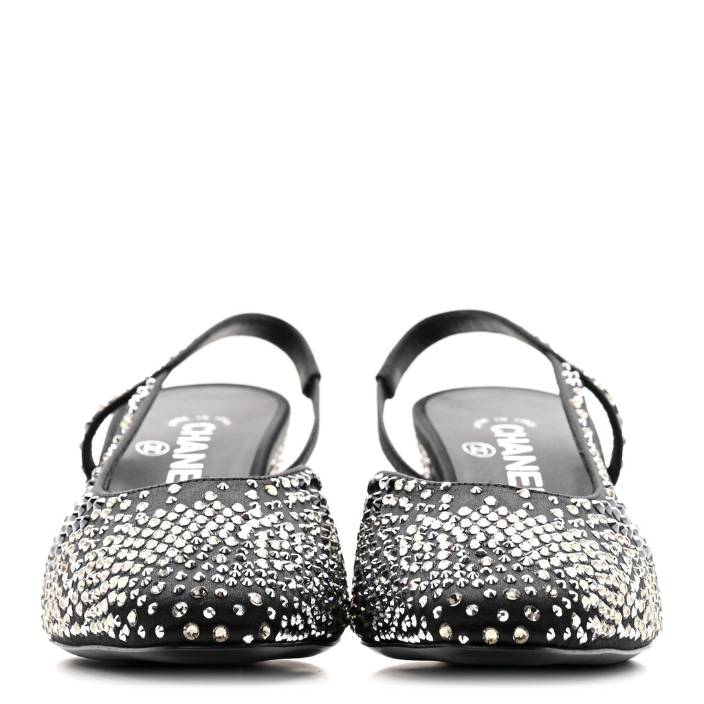 Strass Cap Toe CC Slingback Pumps 39.5 Black