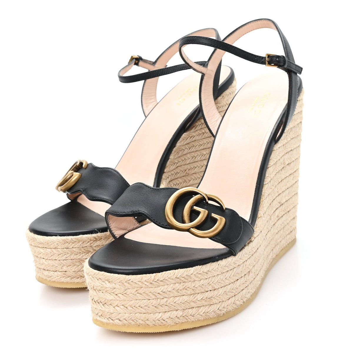 Nappa Matelasse GG Marmont Slingback Platform 45/130mm Espadrille Wedges 39.5 Black