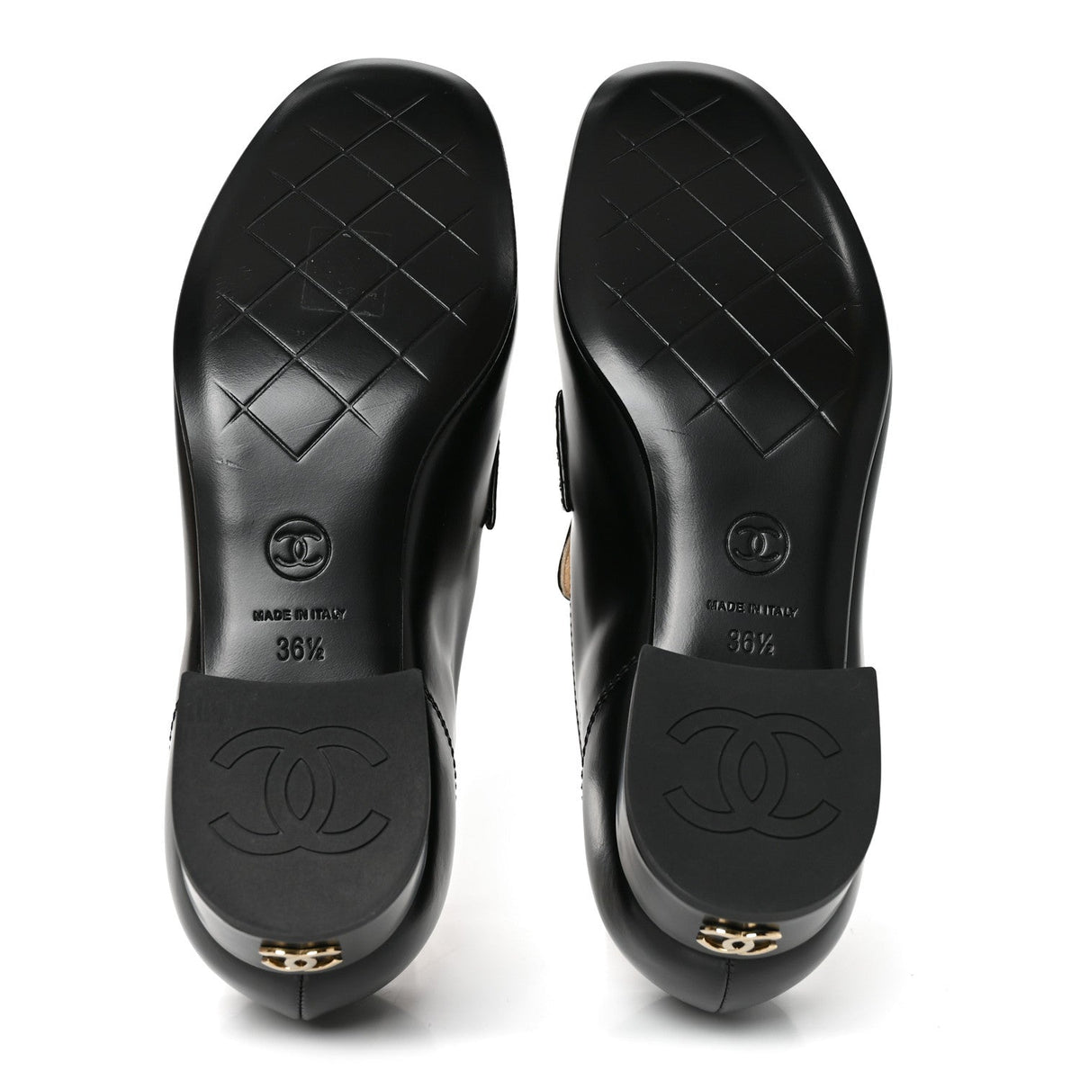 Shiny Calfskin Logo Loafers 36.5 Black