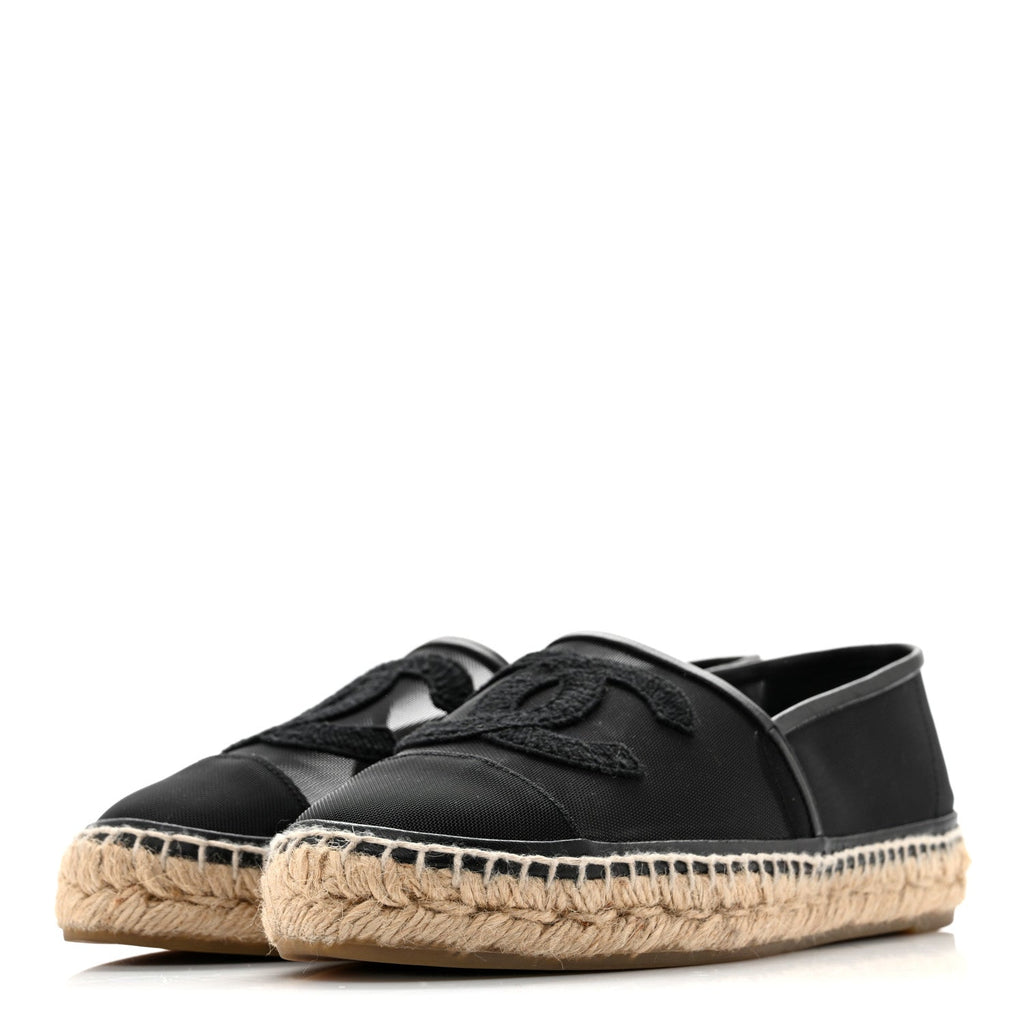 Mesh Grosgrain CC Espadrilles 38 Black