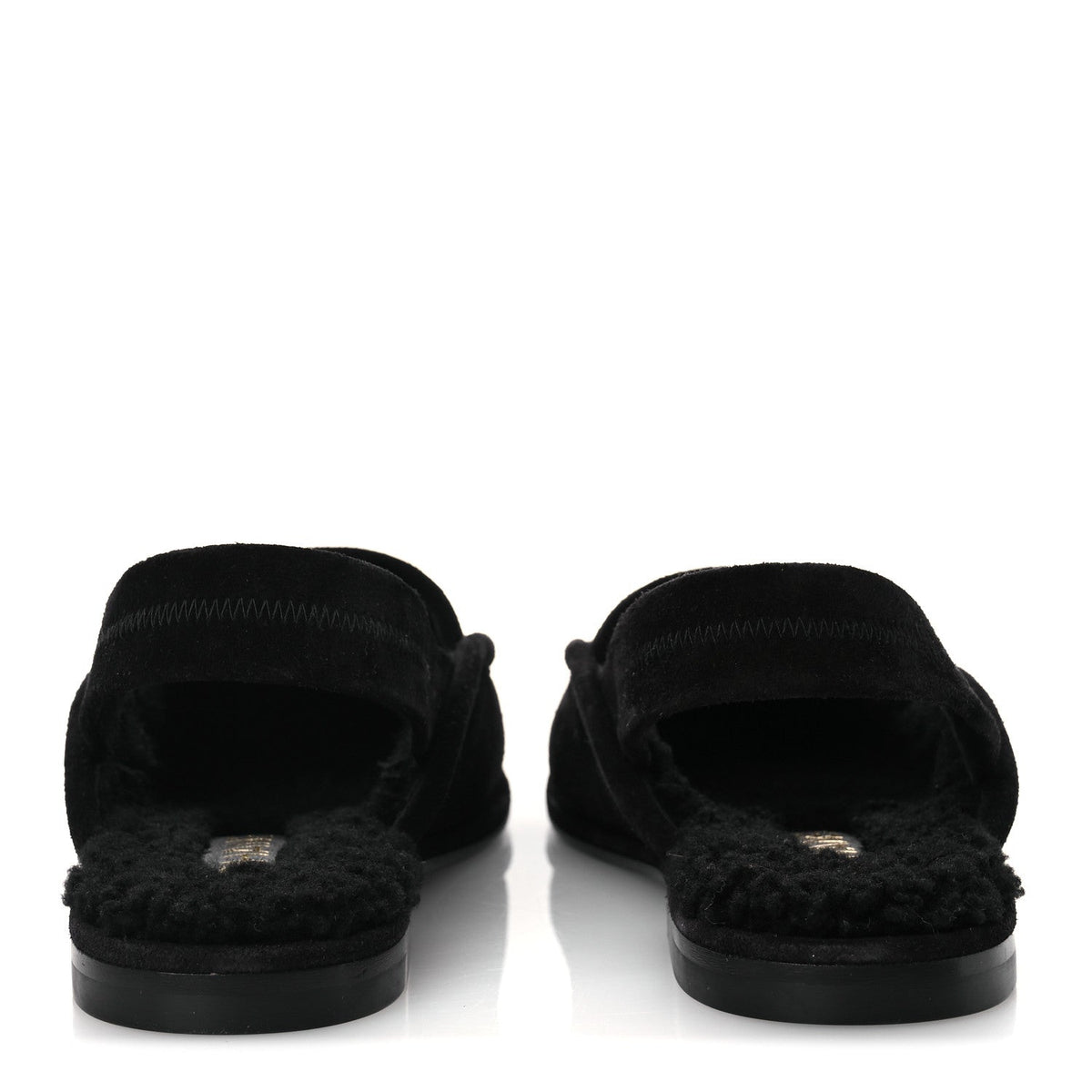 Suede Calfskin CC Slingback Loafers 37.5 Black