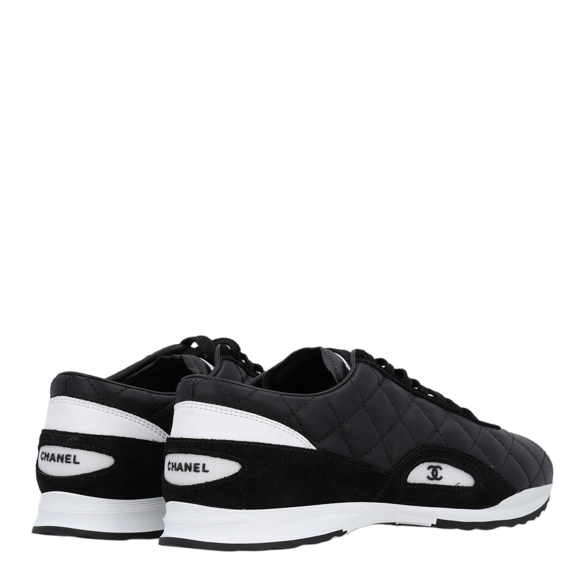 Suede Calfskin Quilted Sneakers 36.5 Black
