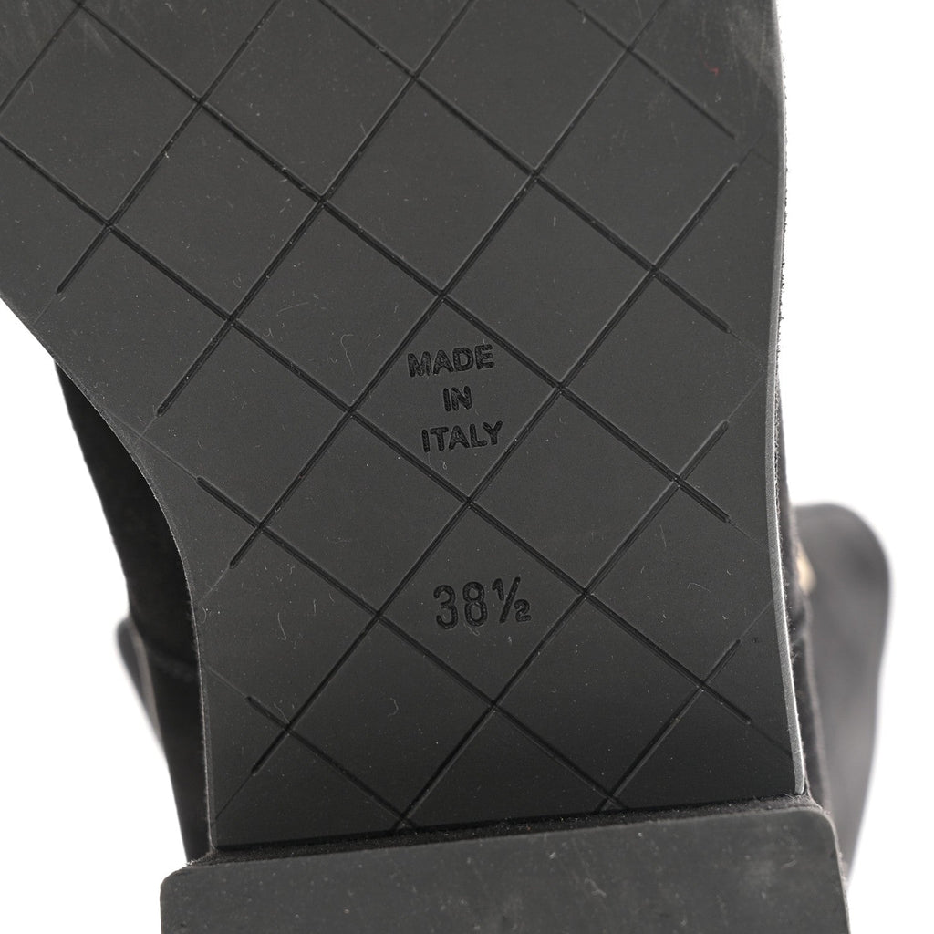 Suede Quilted Lace Up Combat Boots 38.5 Black