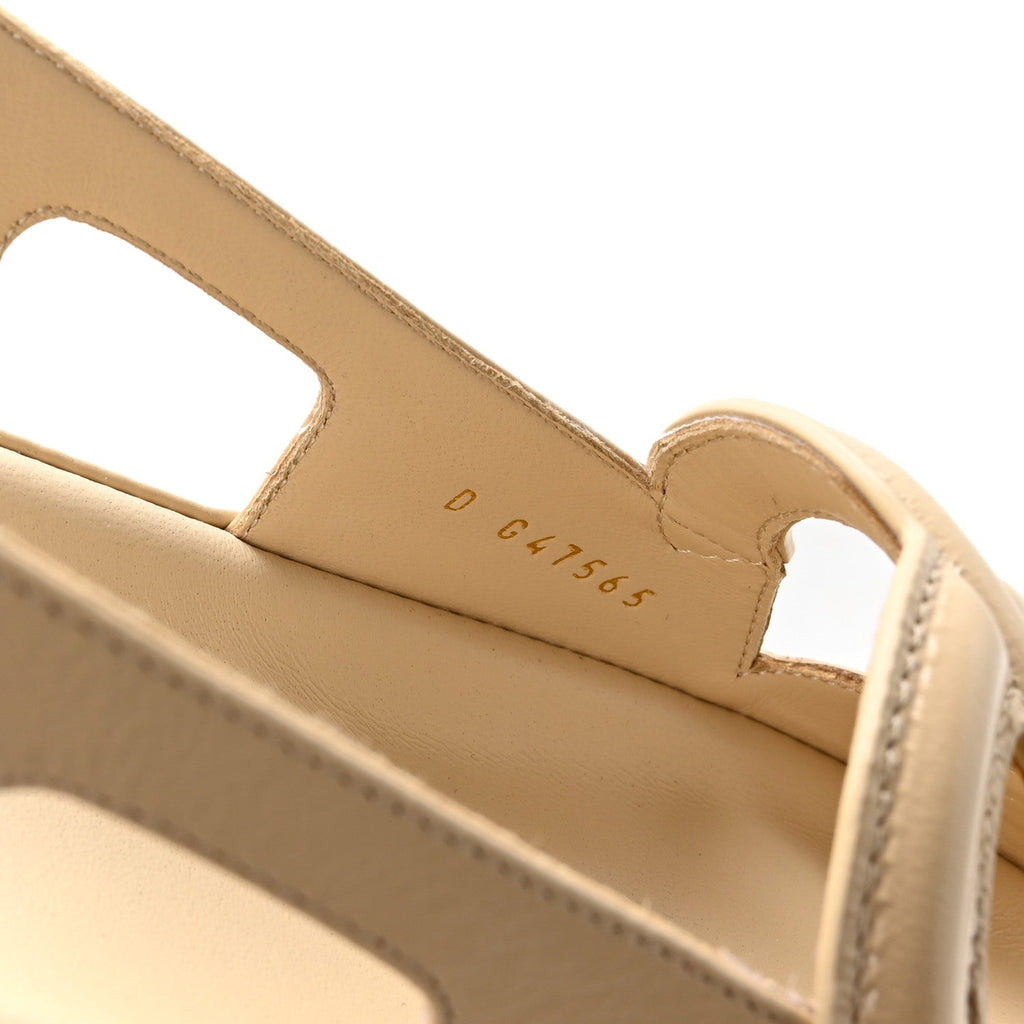 Crumpled Shiny Lambskin CC Cut Out Dad Sandals 39 Beige
