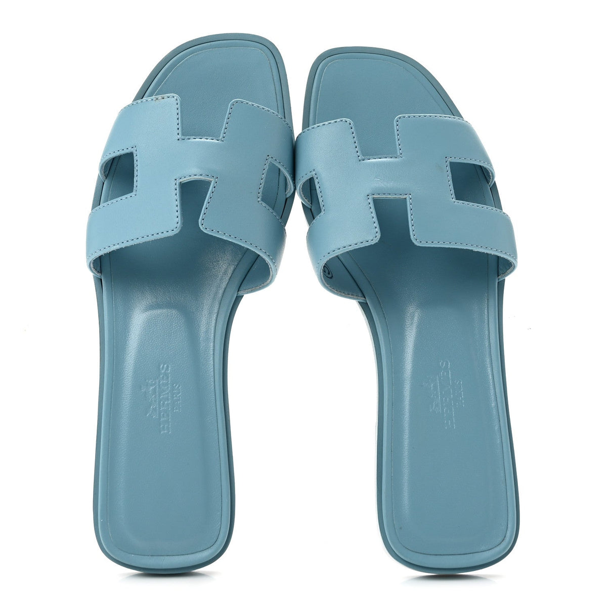 Box Calfskin Oran Sandals 37 36 Light Bleu