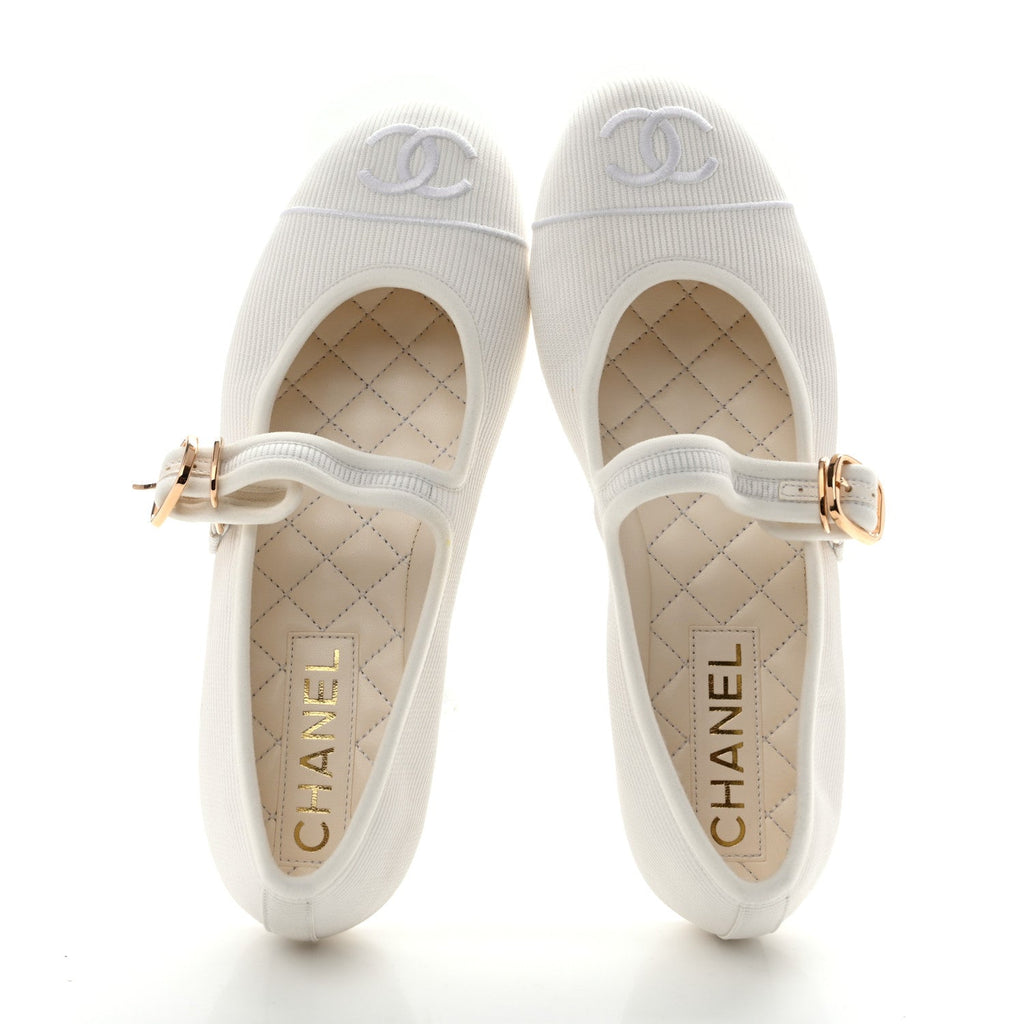 Canvas Mary Jane Flats 36 White