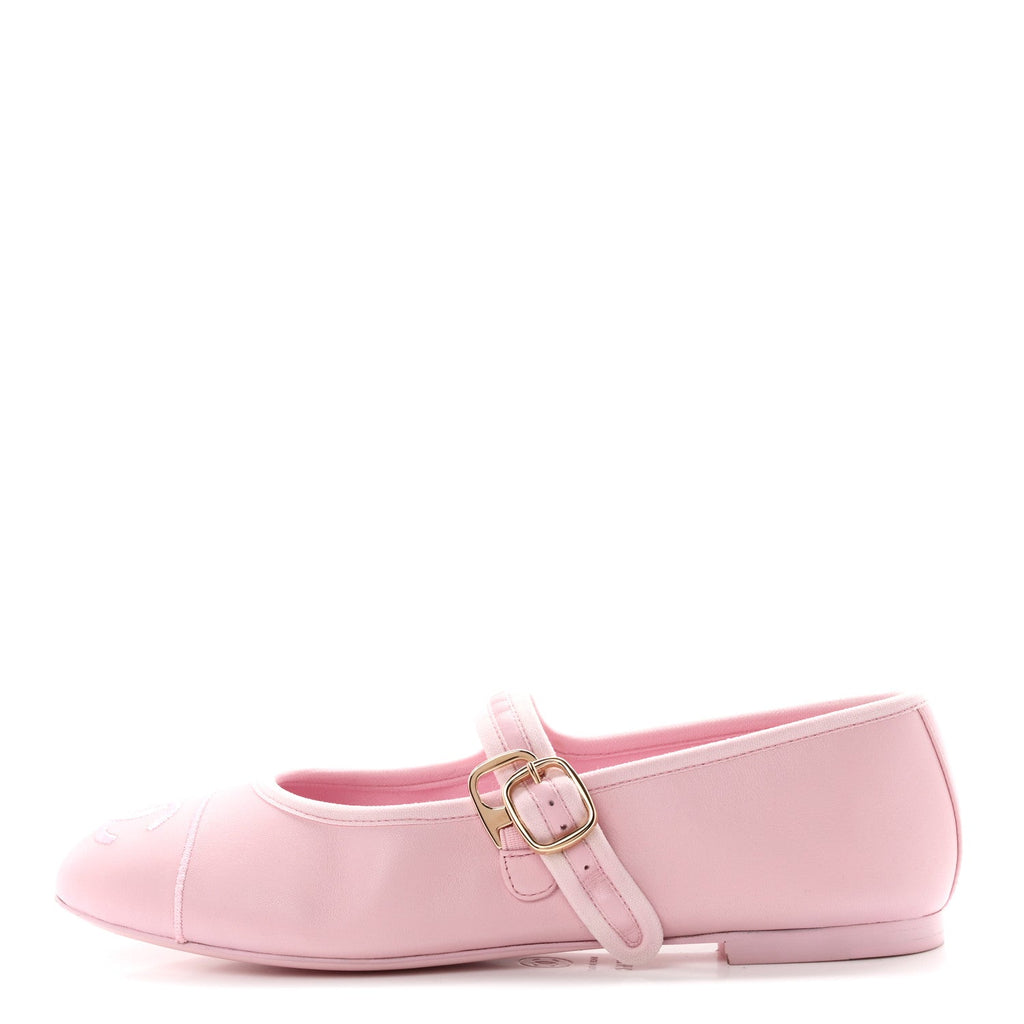 Lambskin Mary Jane Flats 37.5 Light Pink