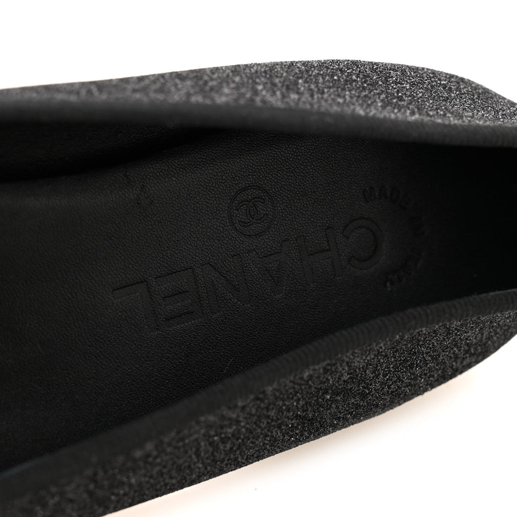 Glitter Grosgrain Cap Toe CC Ballerina Flats 40 Black