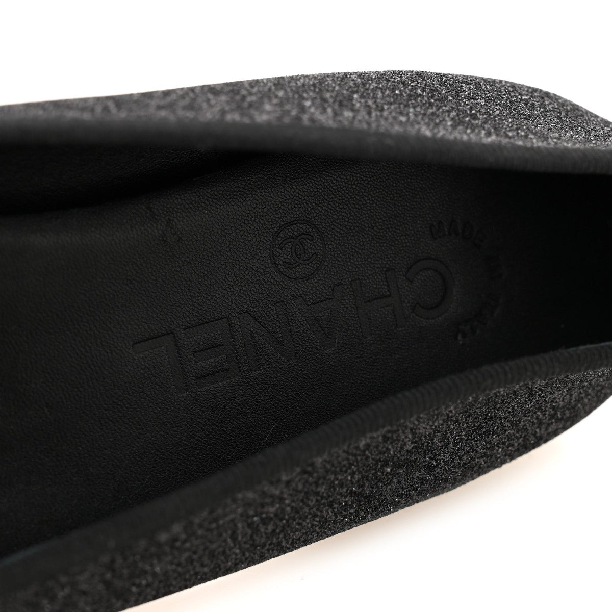Glitter Grosgrain Cap Toe CC Ballerina Flats 40 Black