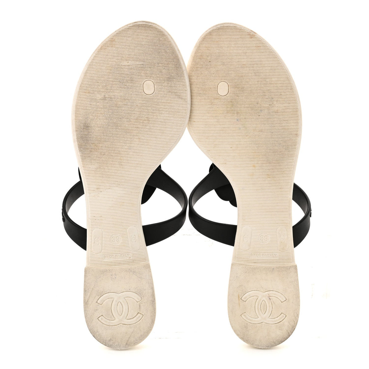 Jelly Quilted Camellia Thong Sandals 39 White Black