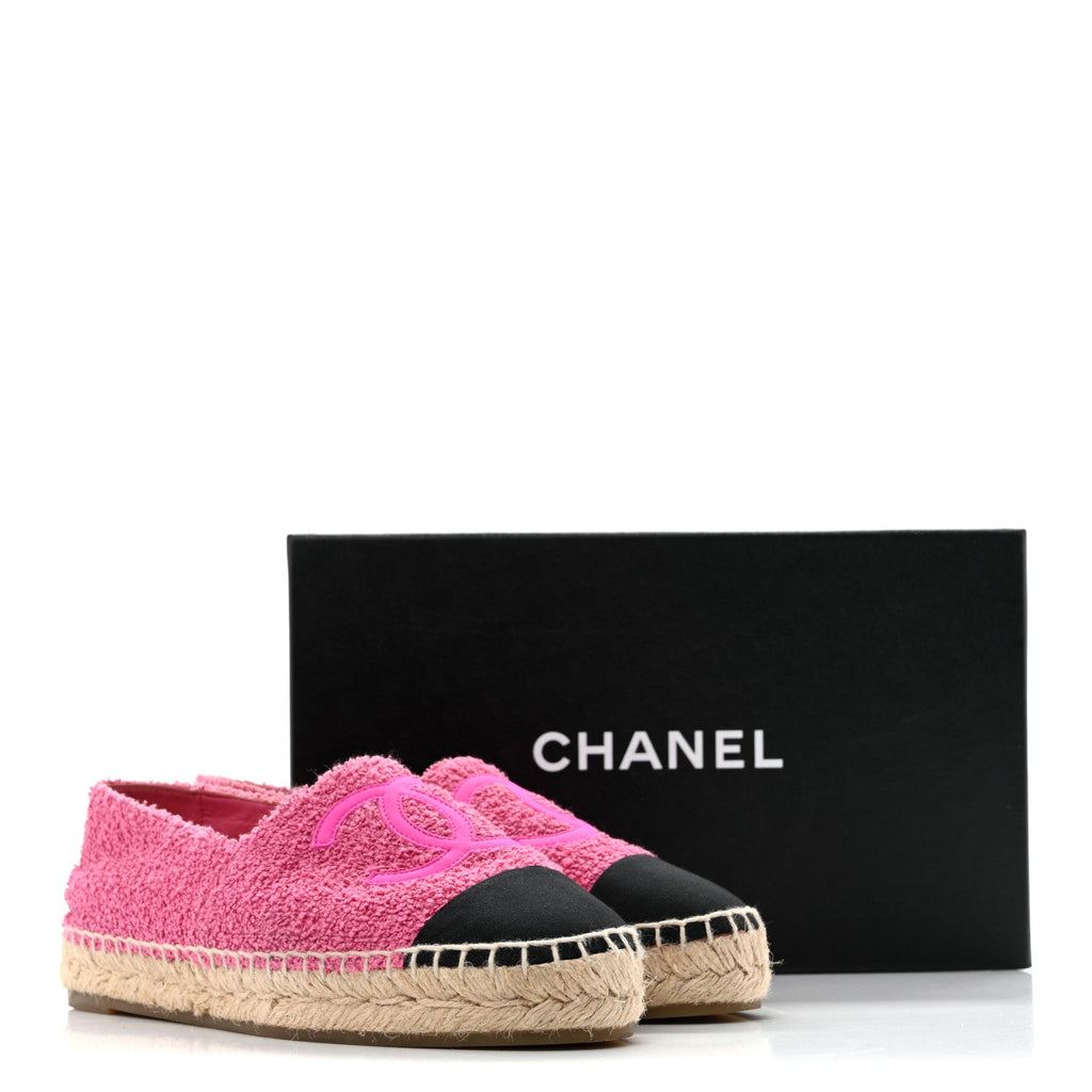 Fabric Grosgrain CC Espadrilles 38 Dark Pink Black