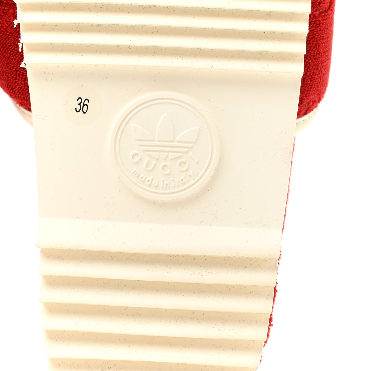X ADIDAS Terry Cloth GG Monogram Womens Platform Sandals 36 Maple Red Off White