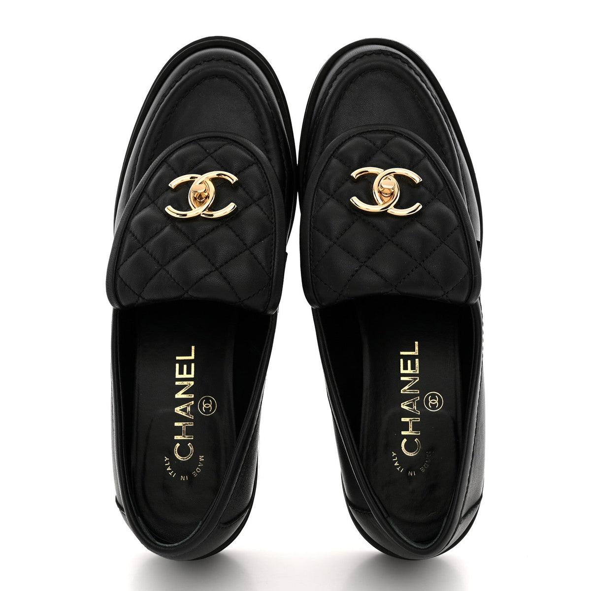 Lambskin Quilted CC Turnlock Loafers 37.5 Black 37.5 Black
