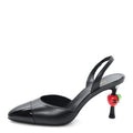 Lambskin Patent Cap Toe CC Apple Slingback Pumps 38.5 Black