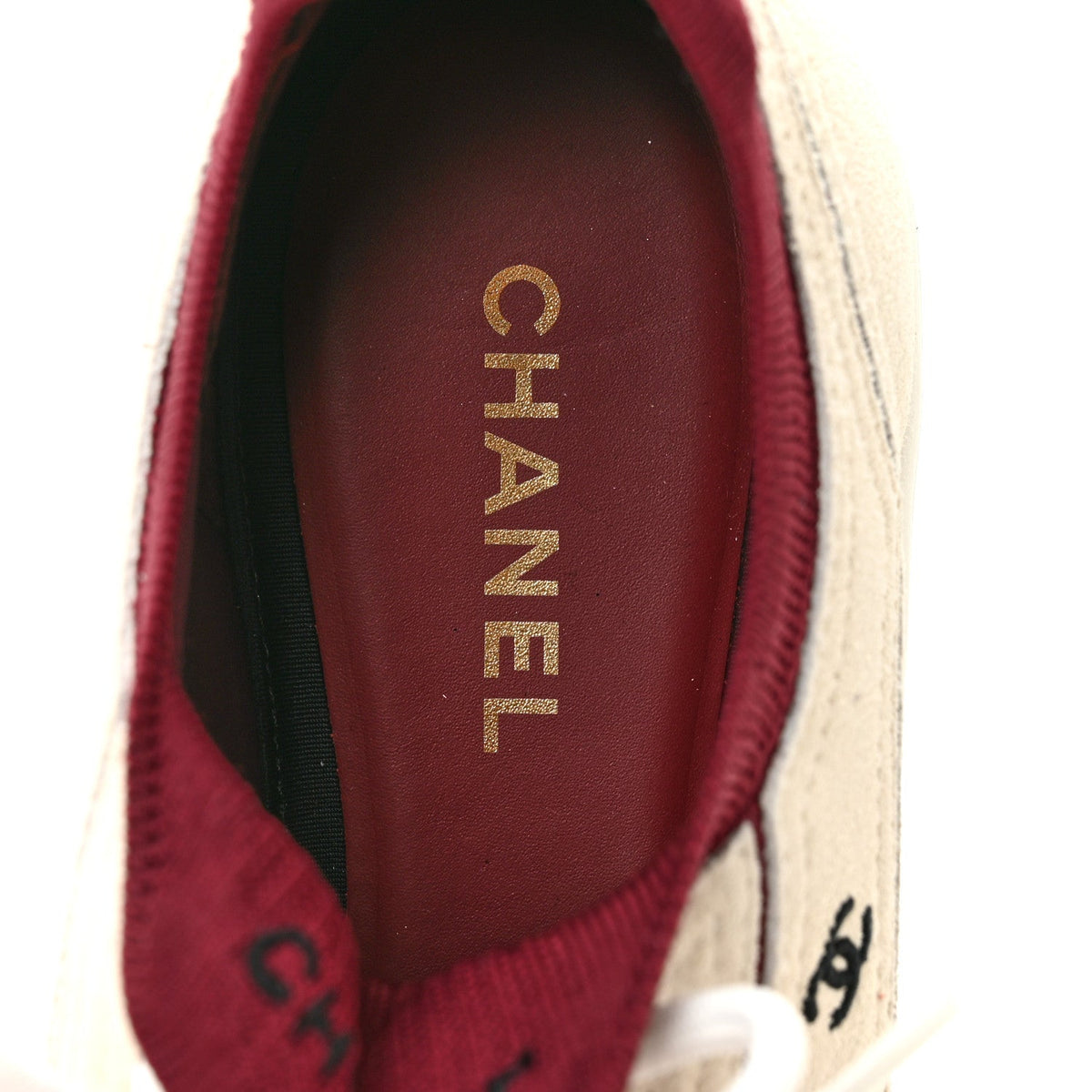 Suede Mixed Fibers Knit Womens CC Sneakers 38 Ivory Burgundy