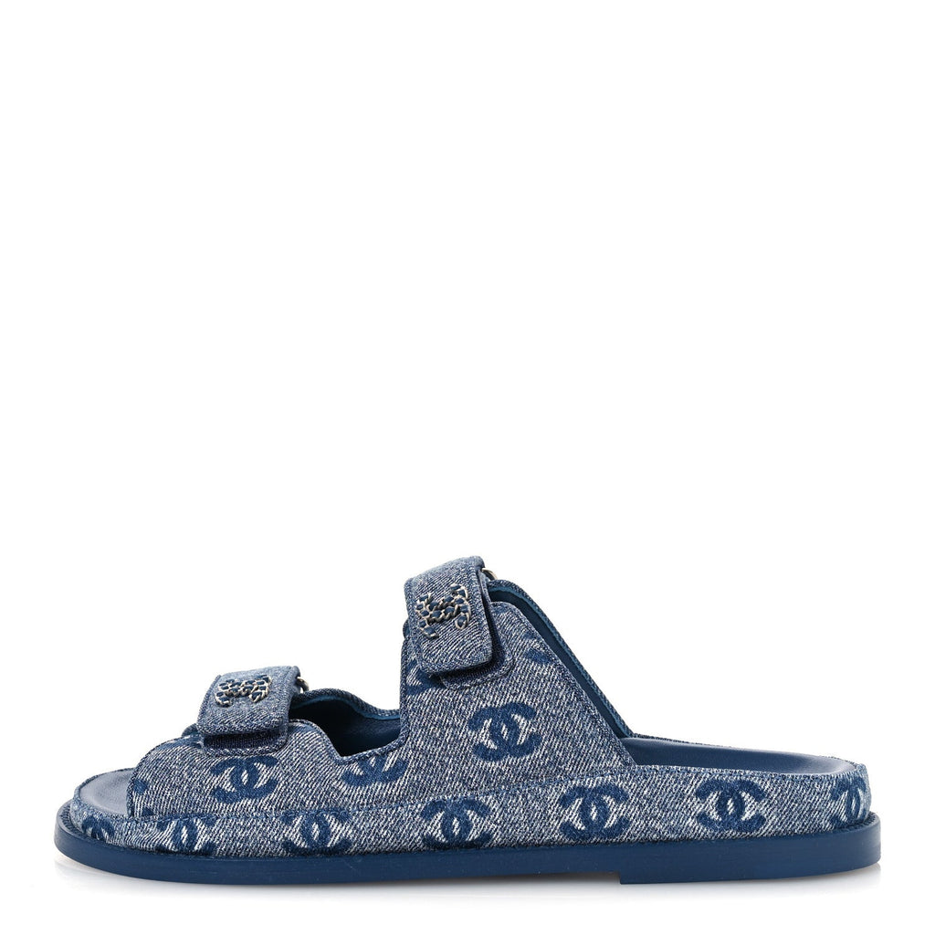 Denim CC Velcro Dad Chain CC Slide Sandals 39 Blue