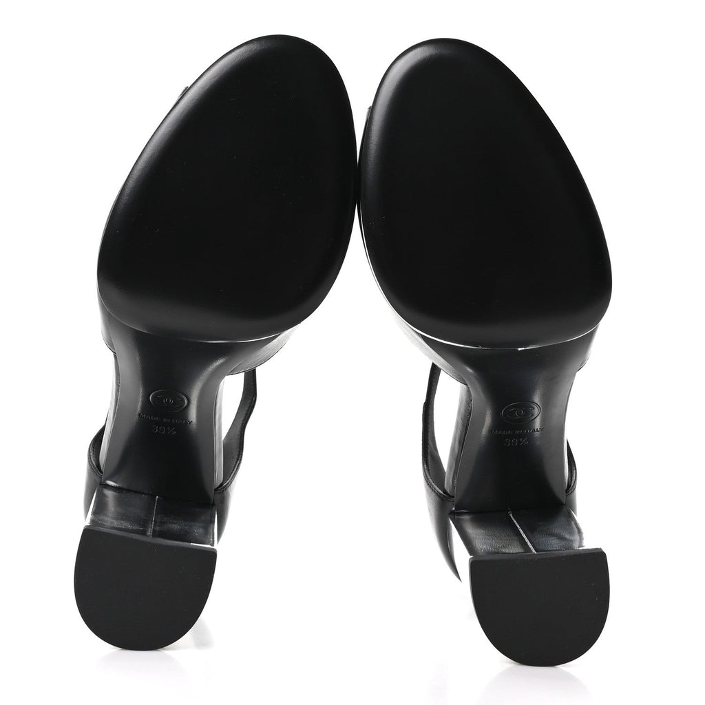 Shiny Lambskin Sandals 39.5 Black