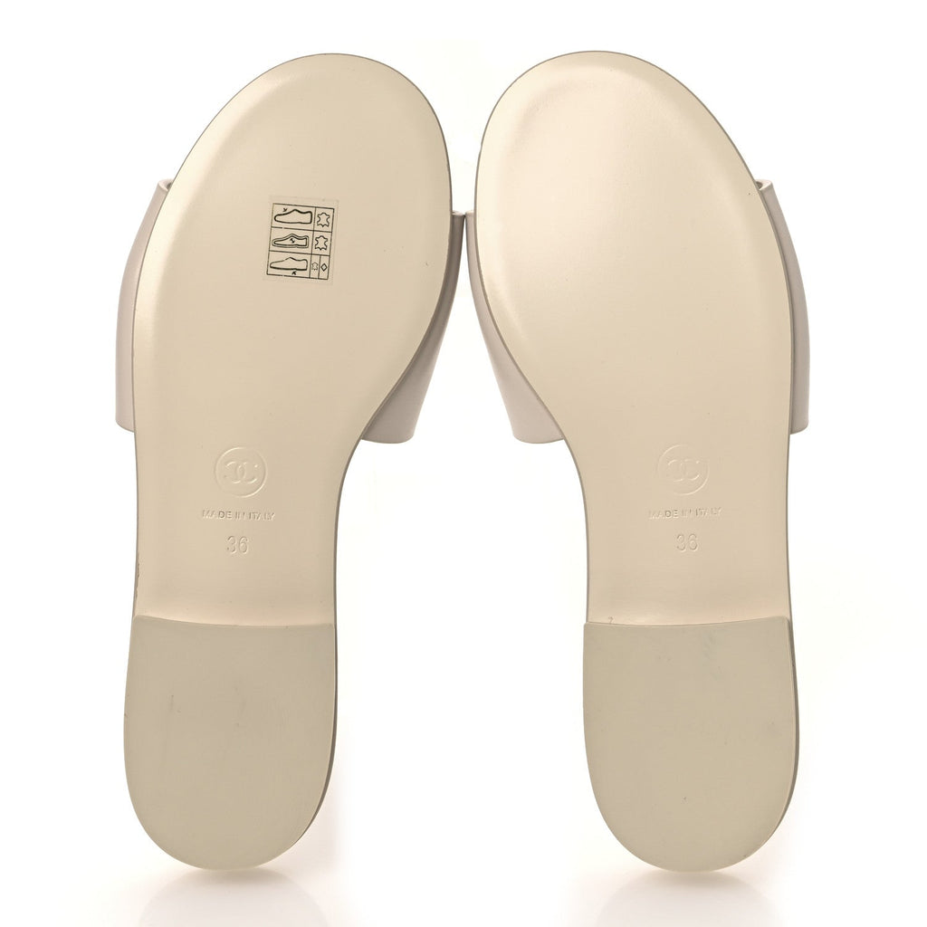Calfskin Patent Calfskin Logo Mules 36 Beige