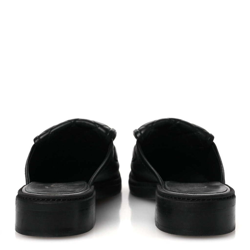 Lambskin Quilted CC Turnlock Mules 36.5 Black