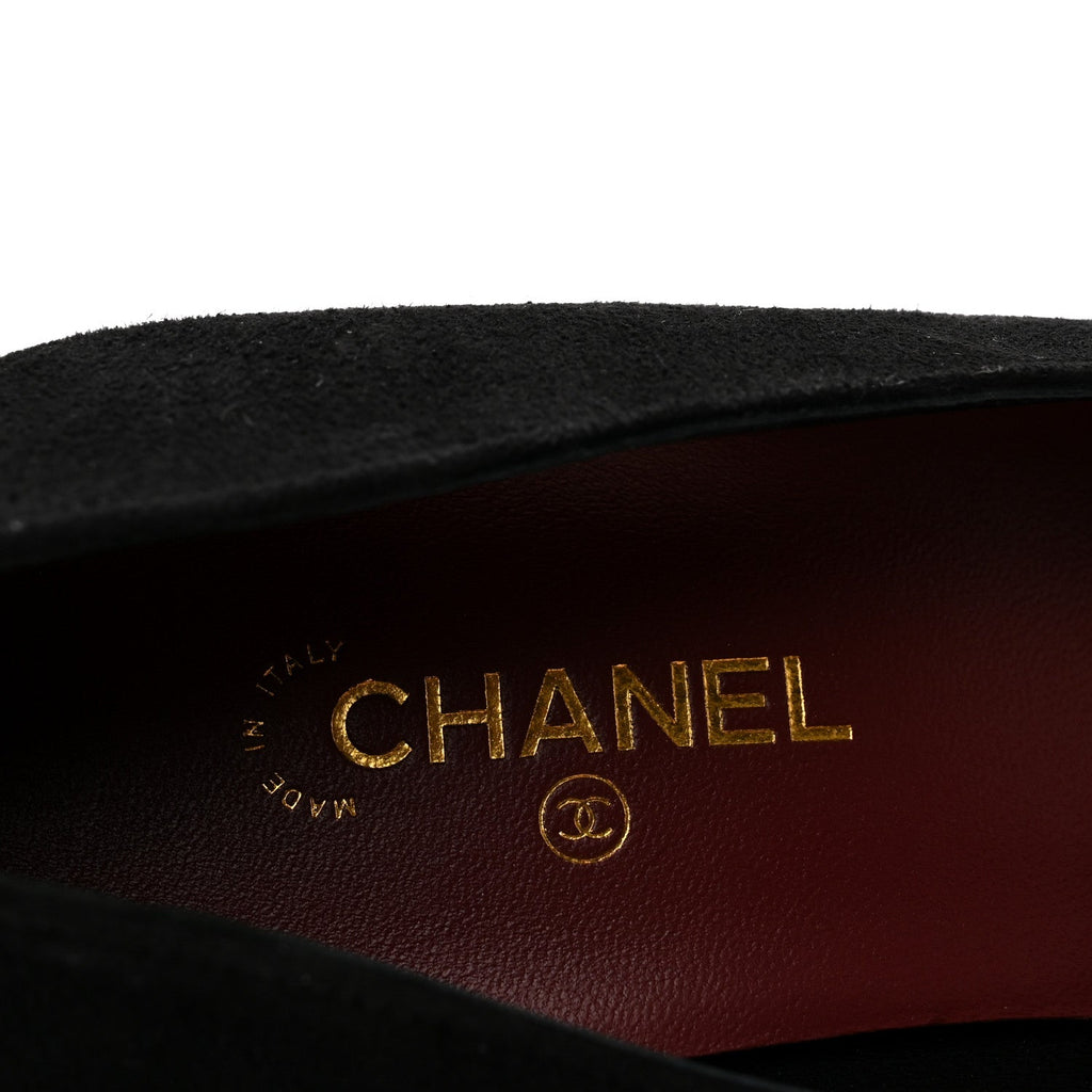 Suede Patent Calfskin Cap Toe CC Pumps 39 Black