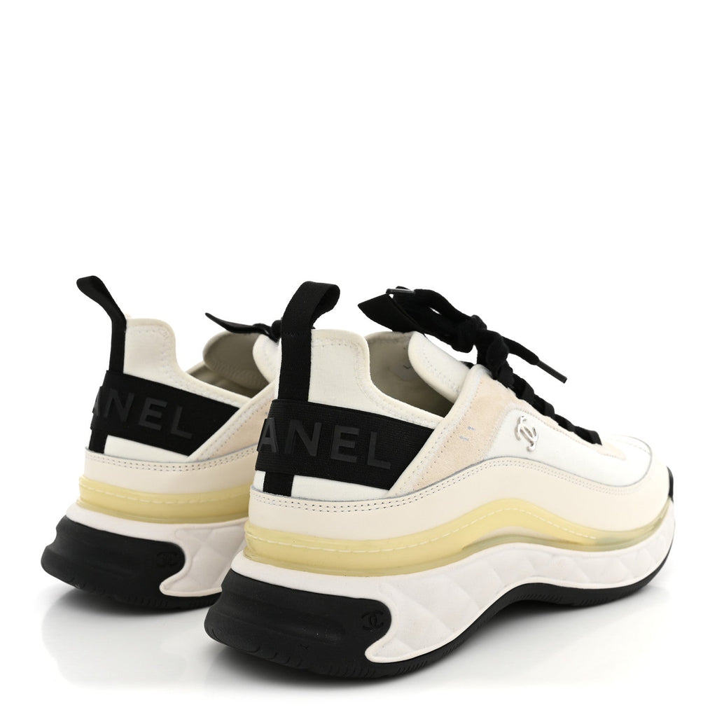 Velvet Calfskin Mixed Fibers Mens CC Sneakers 44 Ivory Black