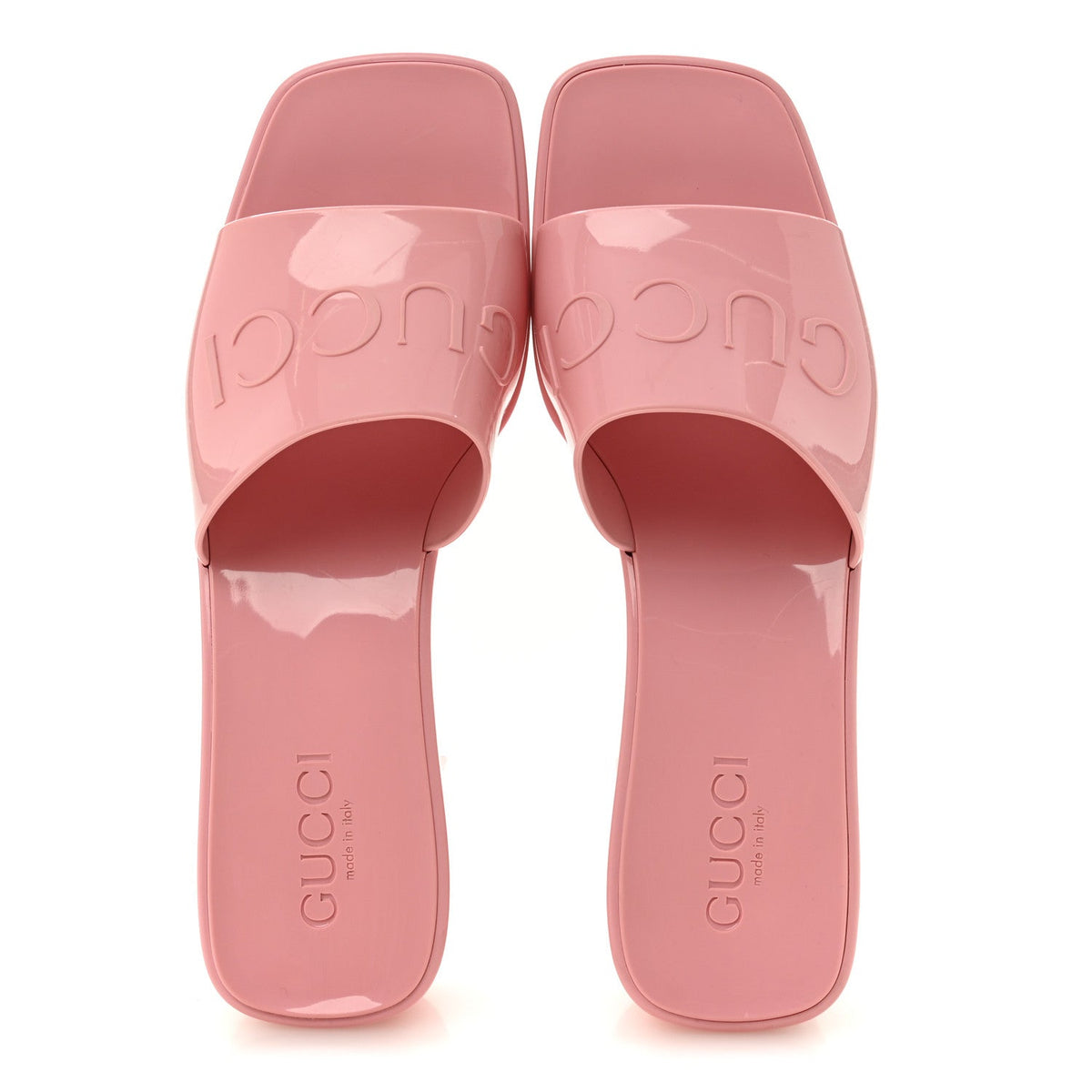 Rubber Gucci Logo Womens Platform 20/60mm Slide Sandals 38 Wild Rose