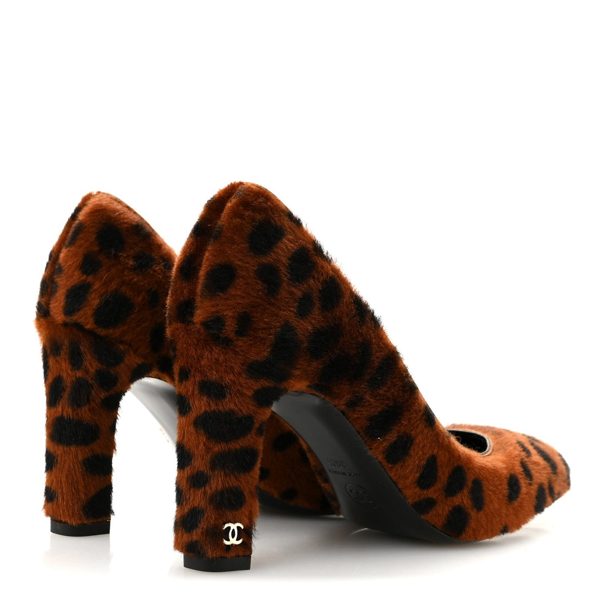 Pony Hair Lambskin Pumps 36.5 Brown Black