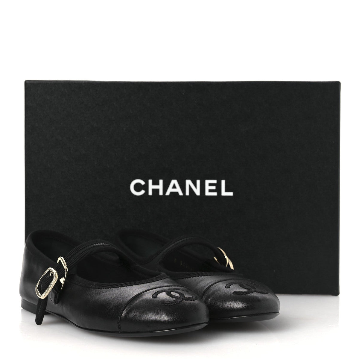Lambskin Mary Jane Flats 36 Black