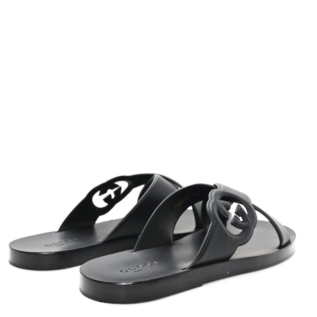 Cosmos Softy Calfskin Interlocking G Sandals 12 Black