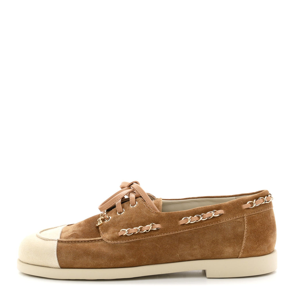 Suede Calfskin CC Chain Loafers 41 Dark Beige