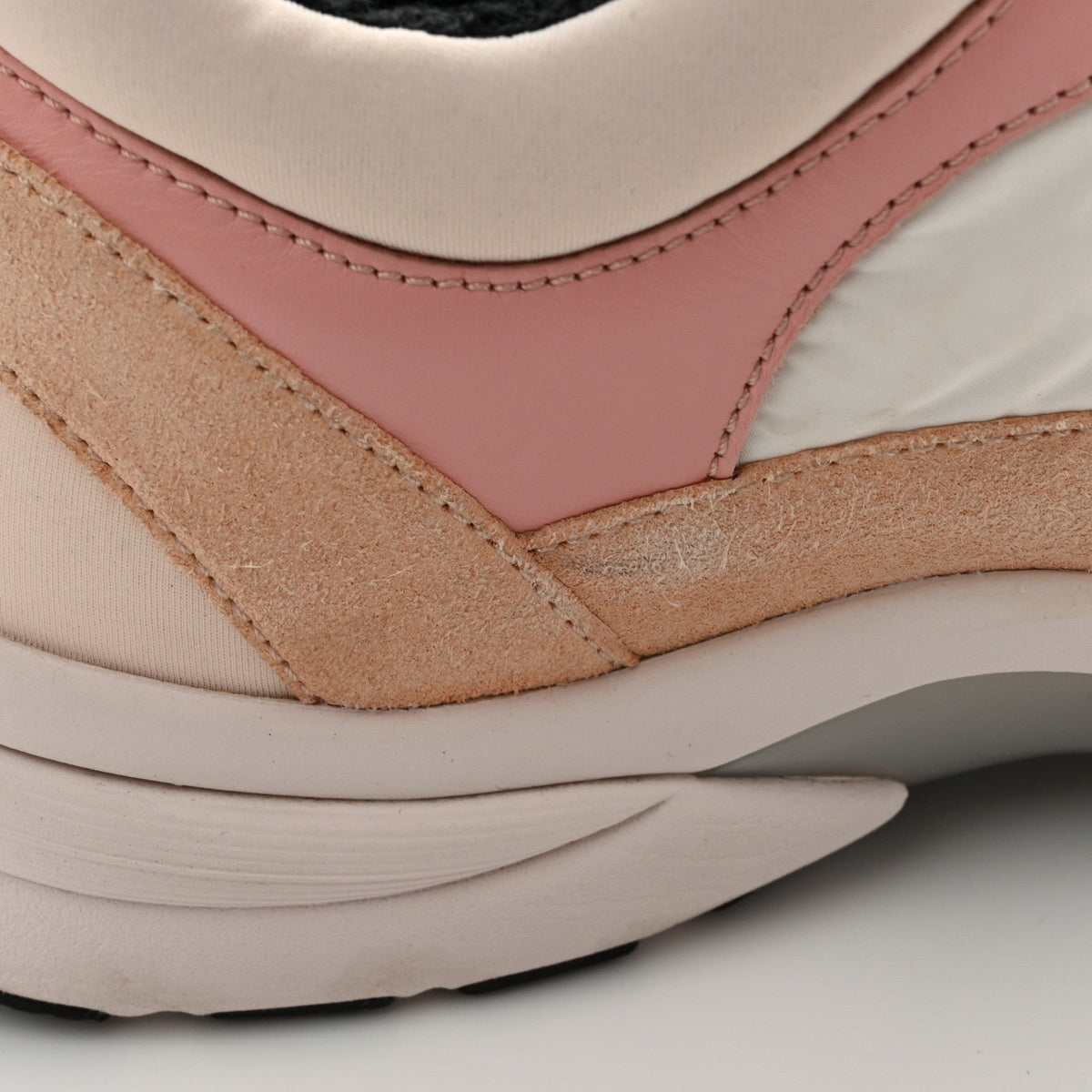 Nylon Lambskin Suede Calfskin CC Sneakers 40 Pink White Black