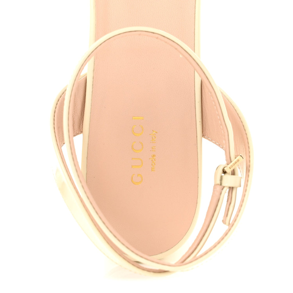 Superlight Calfskin Horsebit Platform Sandals  39.5 New Ivory