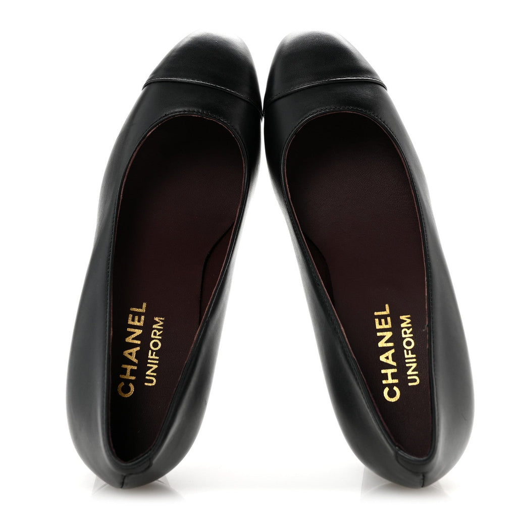 Lambskin Cap Toe CC Uniform Pumps 35 Black