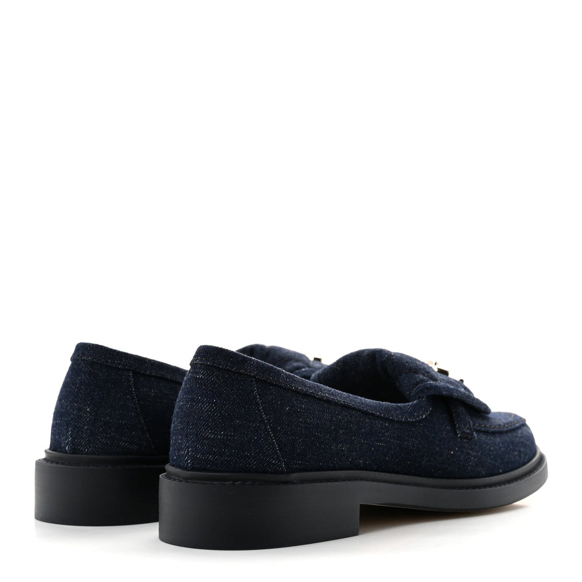 Denim CC Turnlock Loafers 36 Dark Blue