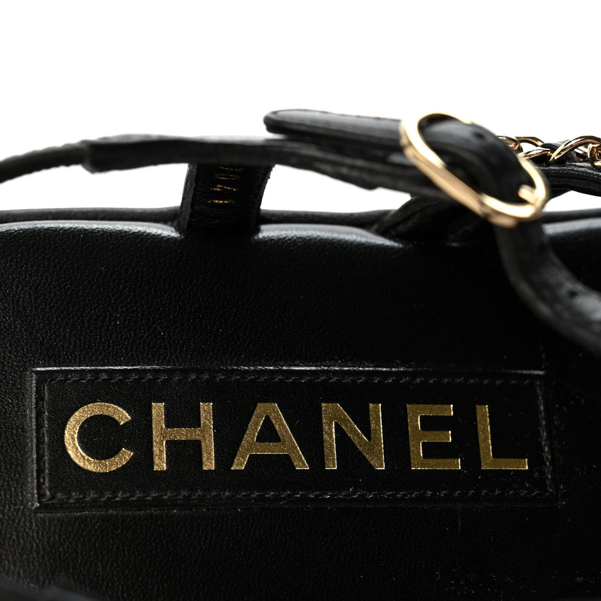 Lambskin Metal Chain Ankle Strap Sandals 36.5 Black