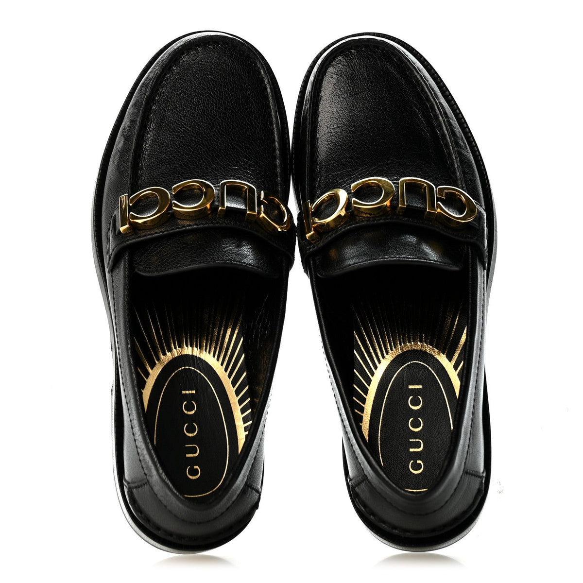 Goatskin Womens Logo 15mm Loafers 35 Black