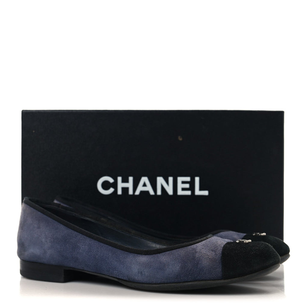Suede Cap Toe CC Ballerina Flats 38.5 Blue Black