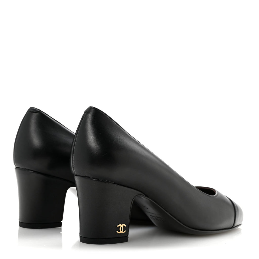 Lambskin Cap Toe CC Uniform Pumps 35 Black