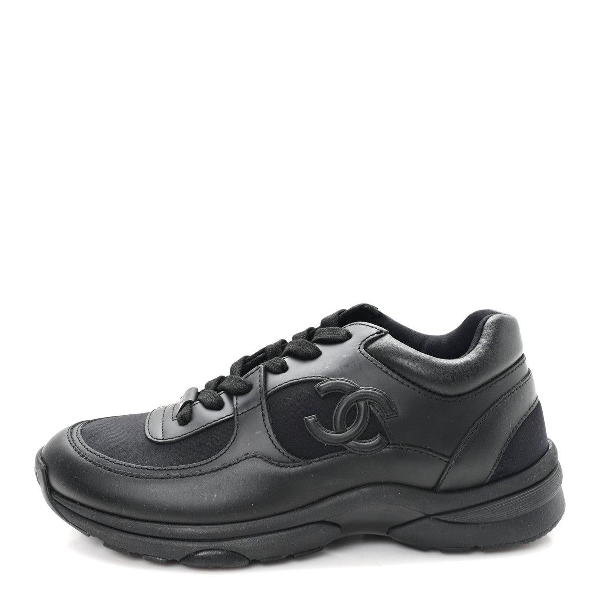 Lambskin Fabric CC Sneakers 36.5 Black