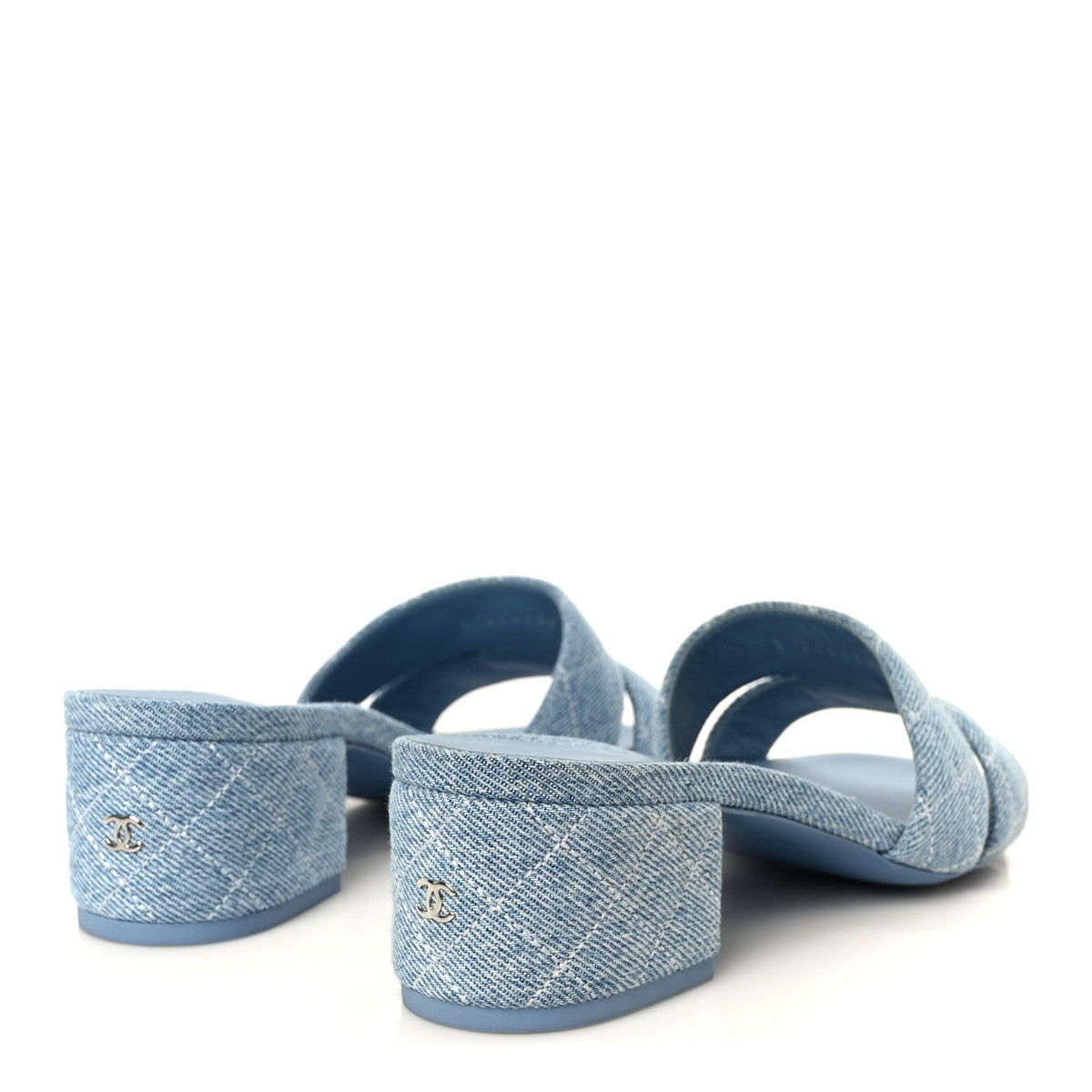 Denim Quilted Mules 38 Blue 37.5 Blue