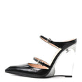 Regent Calfskin Wedge Mules 36 Black