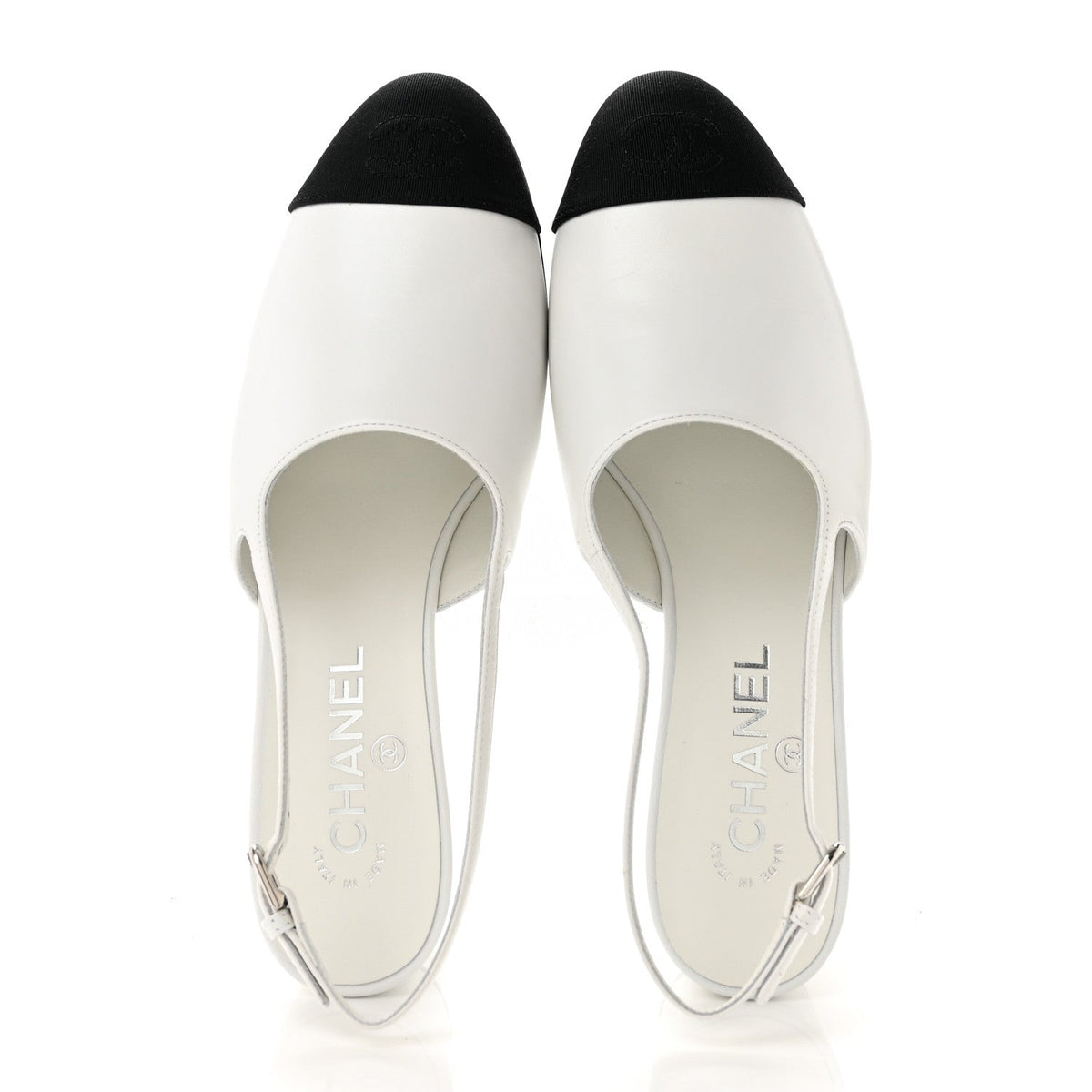 Goatskin Grosgrain Cap Toe CC Slingback Pumps 39 Black