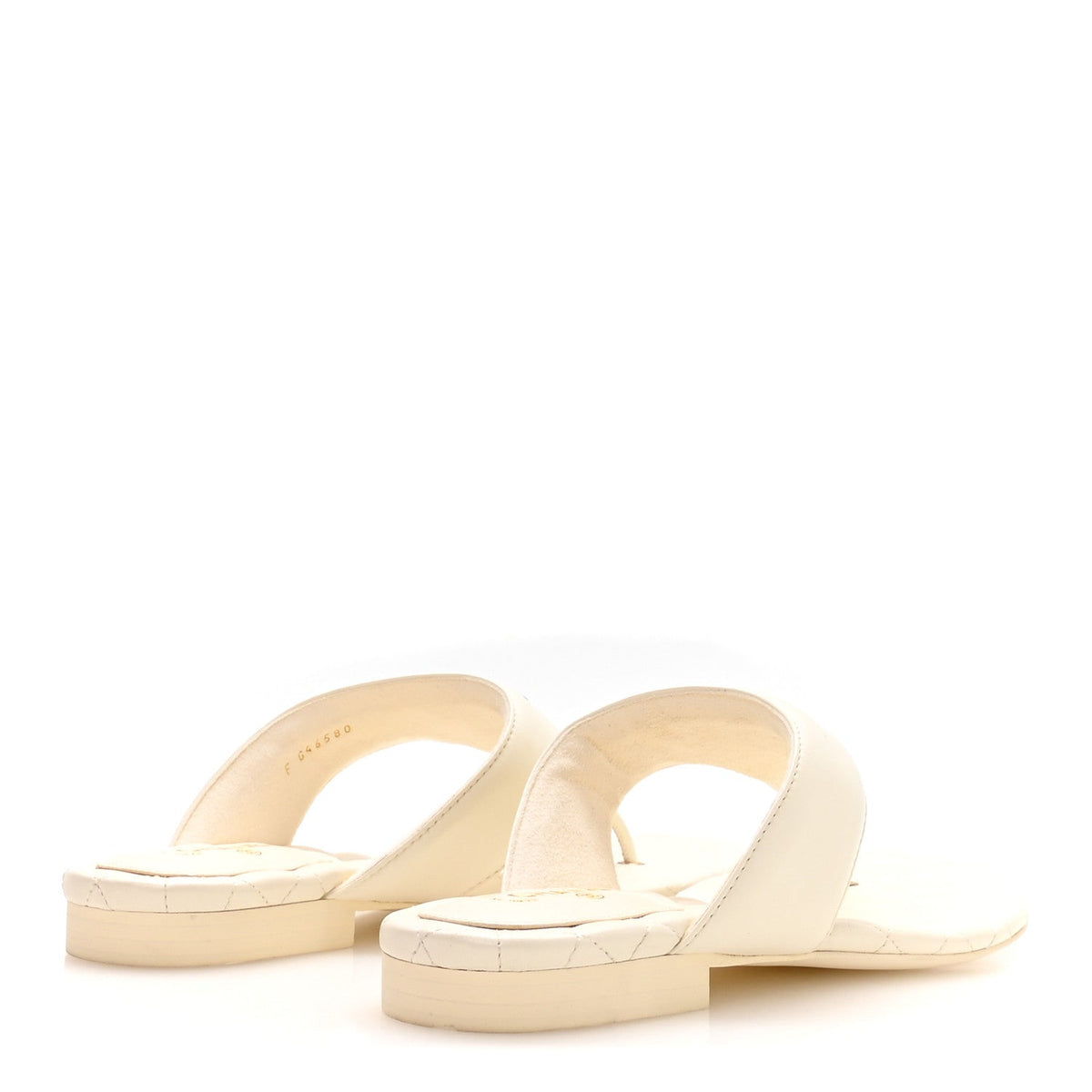 Lambskin Quilted Padded Thong Sandals 39.5 White