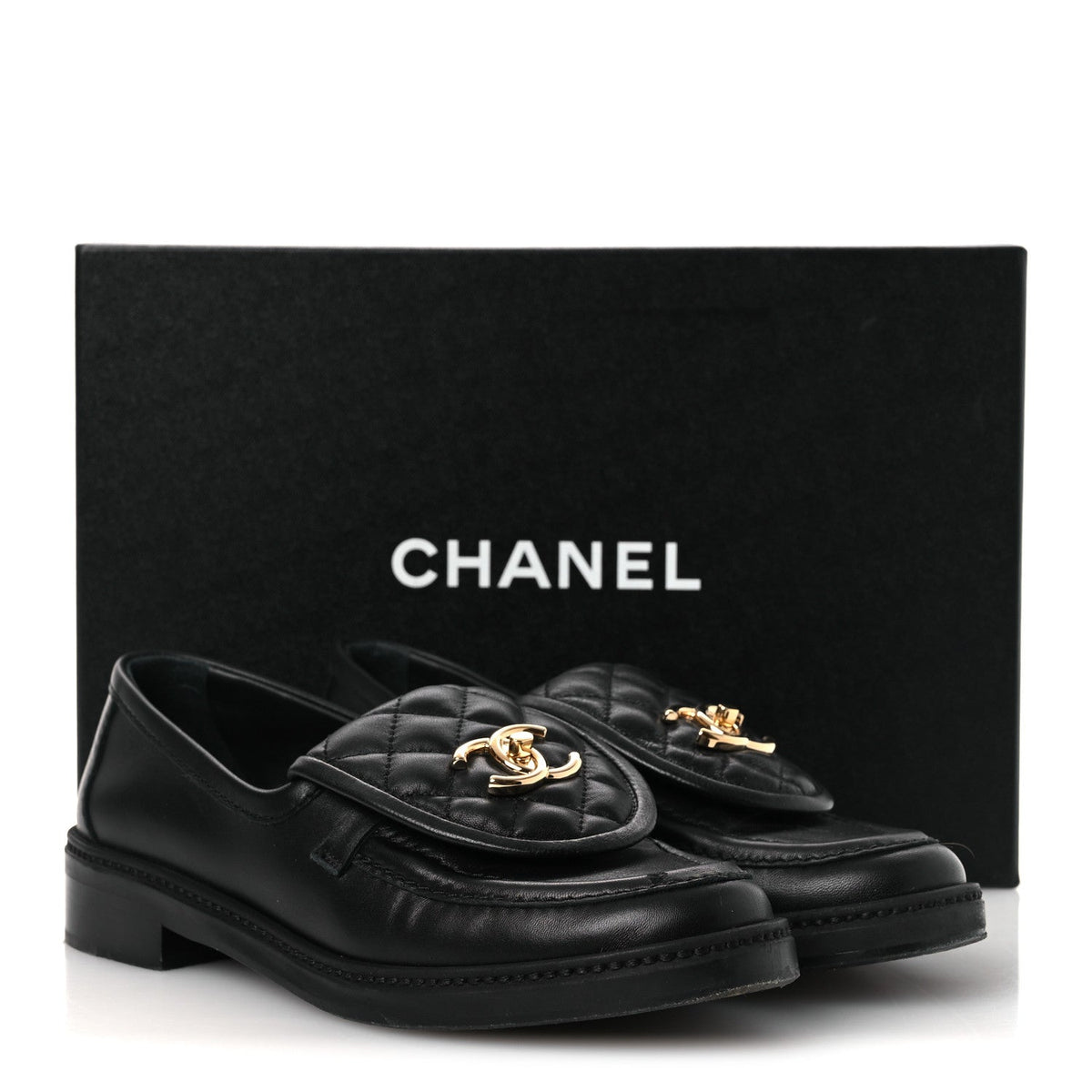 Lambskin Quilted CC Turnlock Loafers 37 Black 37 Black