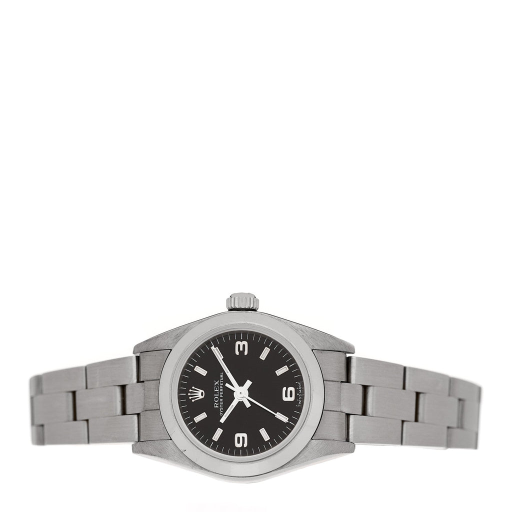 Stainless Steel 24mm Oyster Perpetual Watch Black 76080